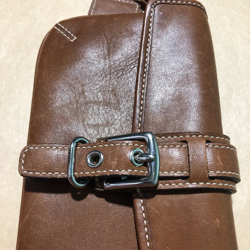 Vintage Coach Brown Leather Wristlet EUC